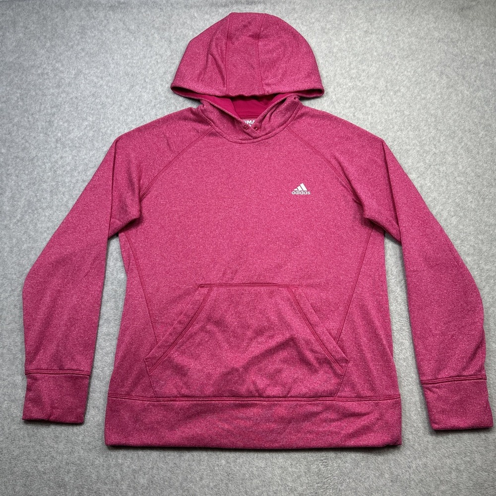 Adidas Ultimate Hoodie Medium Pink Fleece Lined Active Layer Climawarm Training